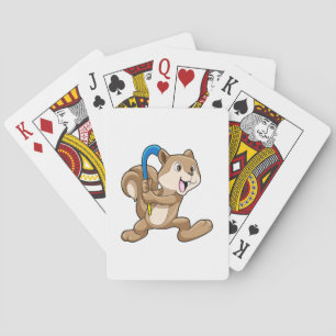 Squirrel at Field hockey with Stick Playing Cards