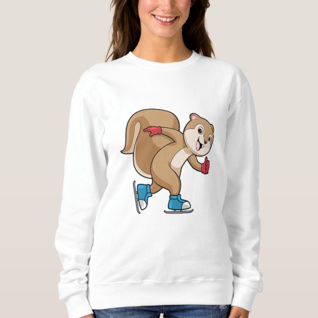 Squirrel at Ice skating with Ice skates Sweatshirt (Front)