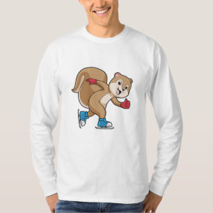 Squirrel at Ice skating with Ice skates T-Shirt
