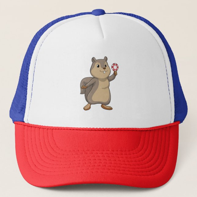 Squirrel at Poker with Poker chips Trucker Hat (Front)