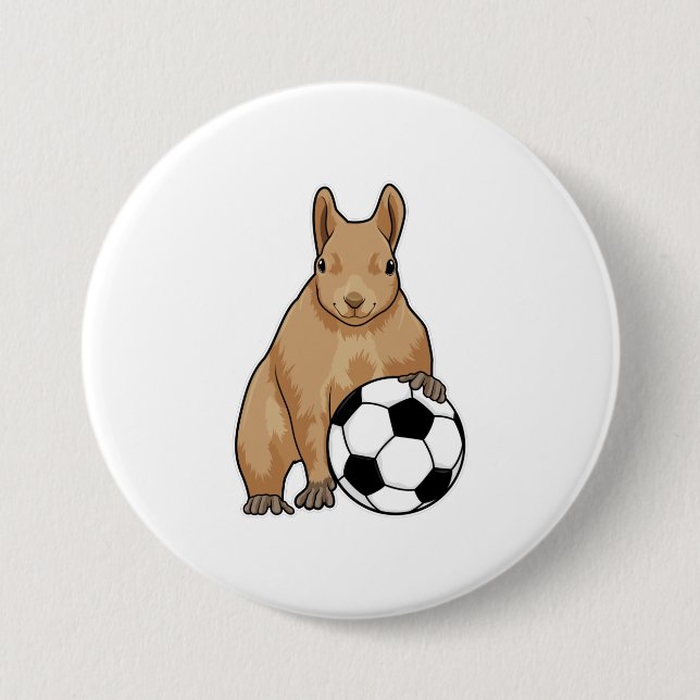 Squirrel at Soccer Sports 7.5 Cm Round Badge (Front)