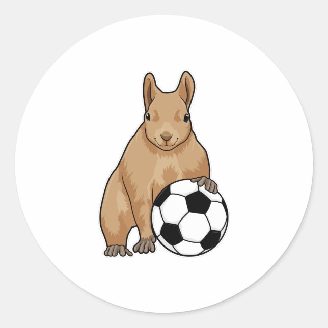 Squirrel at Soccer Sports Classic Round Sticker (Front)