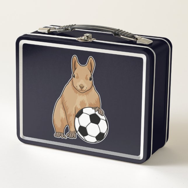 Squirrel at Soccer Sports Metal Lunch Box (Front)
