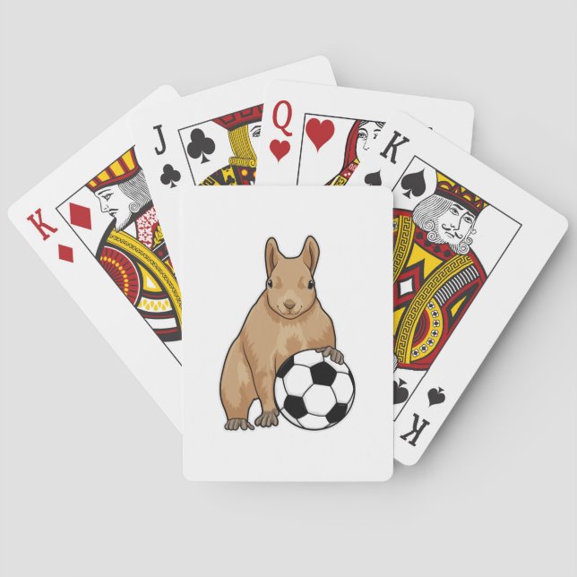 Squirrel at Soccer Sports Playing Cards (Back)