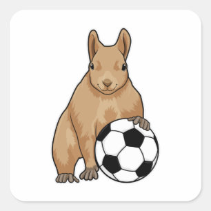 Squirrel at Soccer Sports Square Sticker