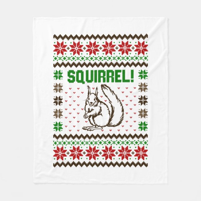 Squirrel Attacks The Griswold Family Ugly Sweater  Fleece Blanket (Front)