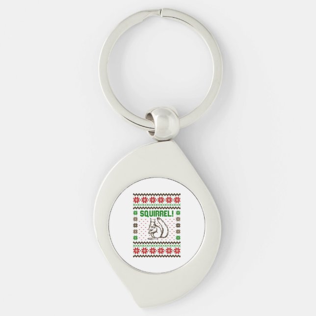 Squirrel Attacks The Griswold Family Ugly Sweater  Key Ring (Front)