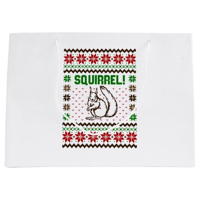 Squirrel Attacks The Griswold Family Ugly Sweater  Large Gift Bag (Front)