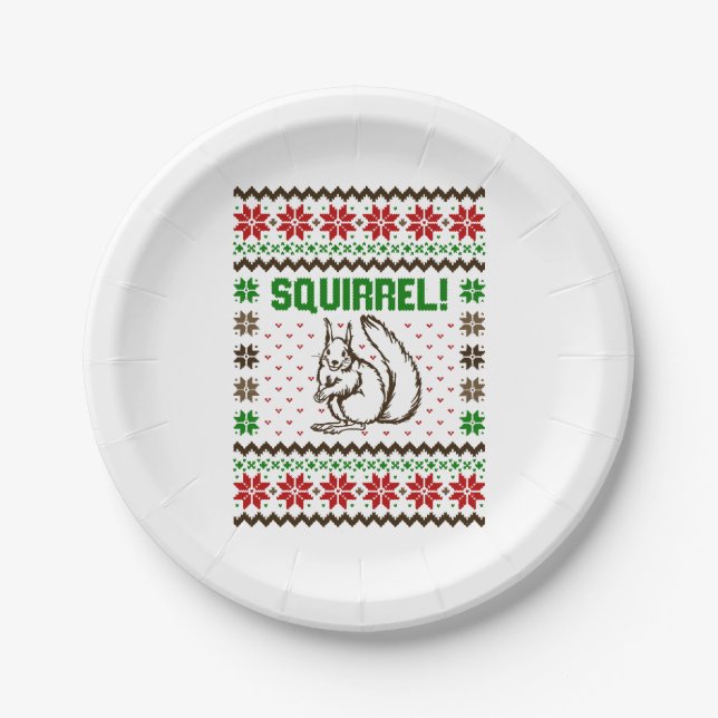 Squirrel Attacks The Griswold Family Ugly Sweater  Paper Plate (Front)
