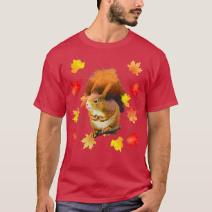 Squirrel autumn leaves sweet cute forest autumn co T-Shirt