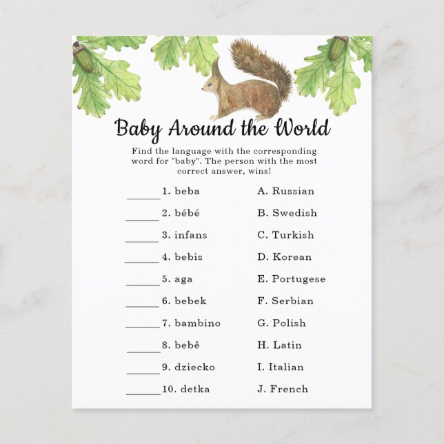Squirrel - Baby around the world game (Front)