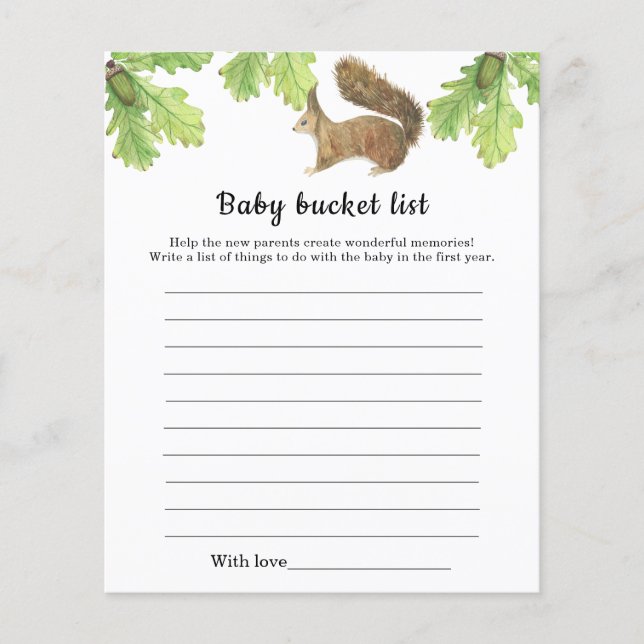 Squirrel - Baby bucket list (Front)