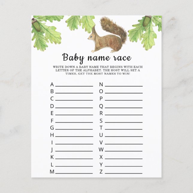 Squirrel - Baby name race game (Front)