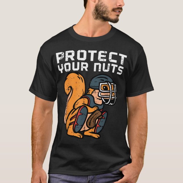 Squirrel Baseball Catcher Protect Your Nuts Boys T-Shirt (Front)