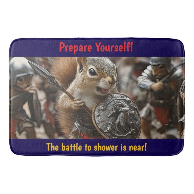 Squirrel Battle Bath Mat (Front)