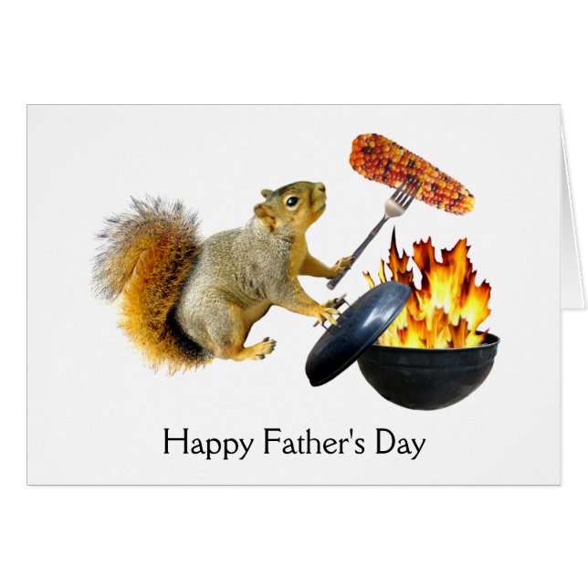 Squirrel BBQ Father's Day Card (Front Horizontal)