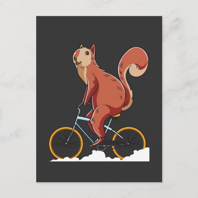 Squirrel Bicycle Cute Rodent Biker Postcard (Front)