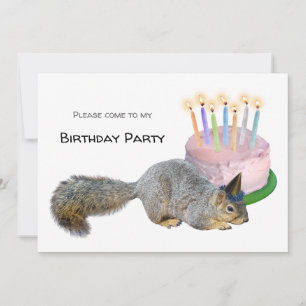 Squirrel Birthday Cake Birthday Party Invitation