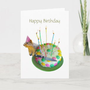 Squirrel Birthday Cake Card
