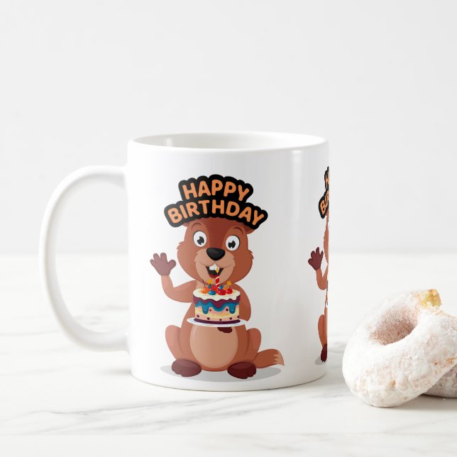 Squirrel birthday coffee mug (With Donut)