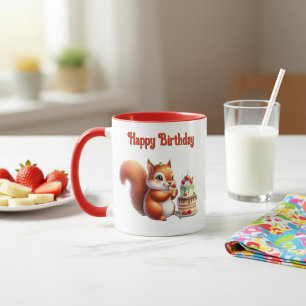 Squirrel Birthday Mug with Cake