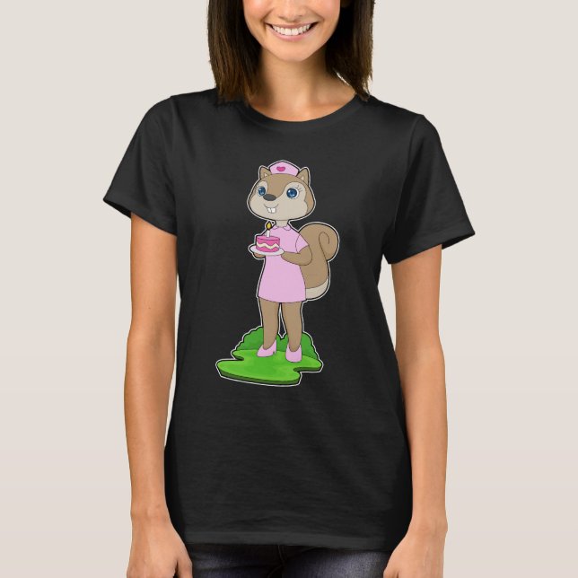 Squirrel Birthday Nurse T-Shirt (Front)
