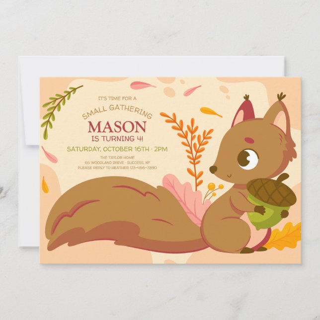 Squirrel Birthday Party Invitation (Front)