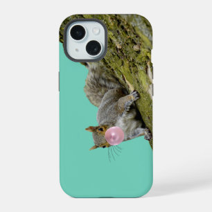 Squirrel Blowing a Bubblegum Bubble Animal Photo iPhone 15 Case