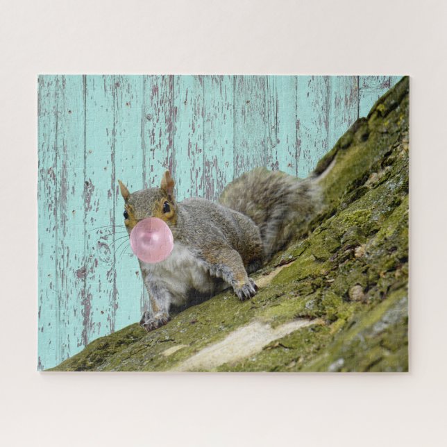 Squirrel Blowing a Bubblegum Bubble Animal Photo Jigsaw Puzzle (Horizontal)