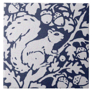 Squirrel Blue Grey Granite Stone Woodland Animal Tile