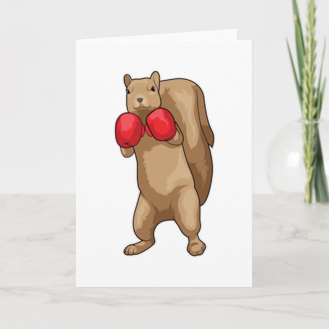 Squirrel Boxer Boxing gloves Card (Front)