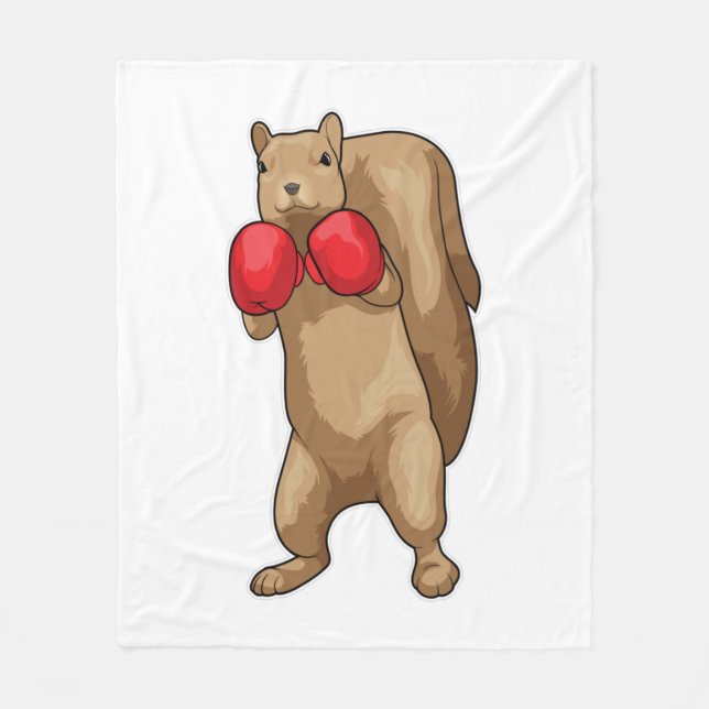 Squirrel Boxer Boxing gloves Fleece Blanket (Front)