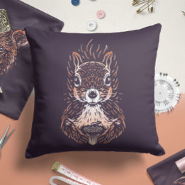 Squirrel | Brown Nursery Throw Pillow