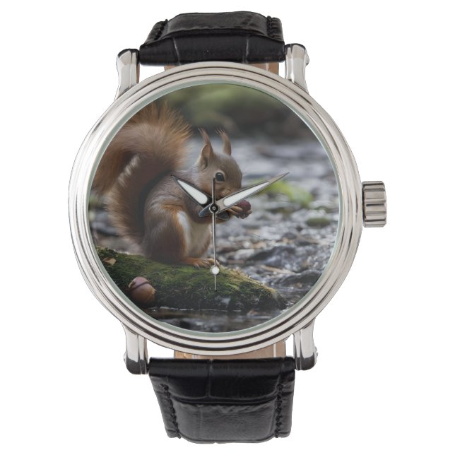 Squirrel By The River Eating A Acorn, Watch (Front)