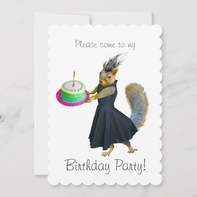 Squirrel Cake Birthday Party Invitation (Front)
