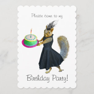 Squirrel Cake Birthday Party Invitation