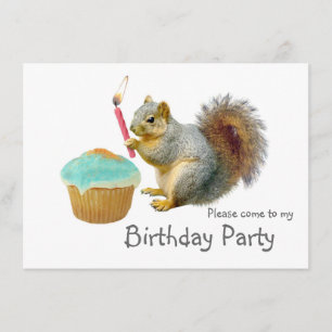 Squirrel Candle Birthday Party Invitation