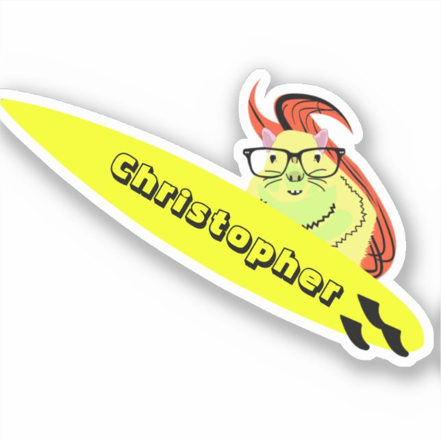 Squirrel cartoon surfboard sticker (Front)