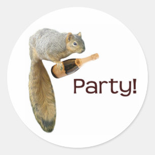 Squirrel Champagne Party! Classic Round Sticker
