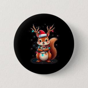 Squirrel Christmas 2024 With Lights & Holiday 6 Cm Round Badge