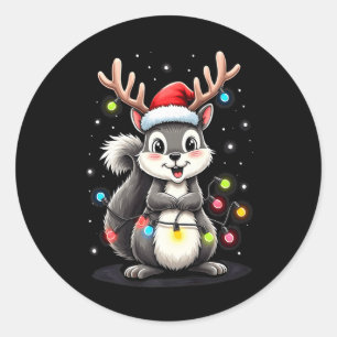 Squirrel Christmas 2024 With Lights &amp; Holiday  Classic Round Sticker