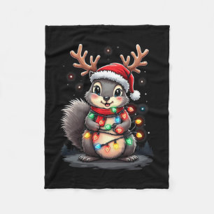 Squirrel Christmas 2024 With Lights & Holiday Fleece Blanket