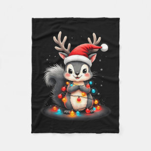 Squirrel Christmas 2024 With Lights & Holiday Fleece Blanket