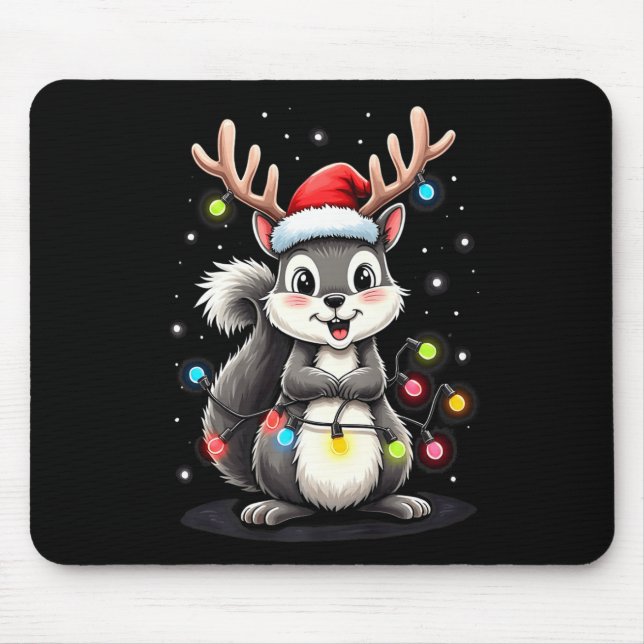 Squirrel Christmas 2024 With Lights &amp; Holiday  Mouse Mat (Front)