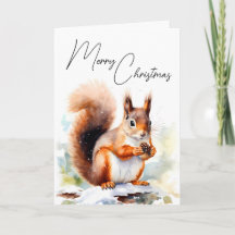 Squirrel Christmas Card Watercolor