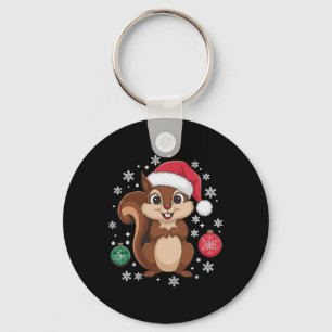 Squirrel Christmas Christmas Xmas Pyjamas Key Ring