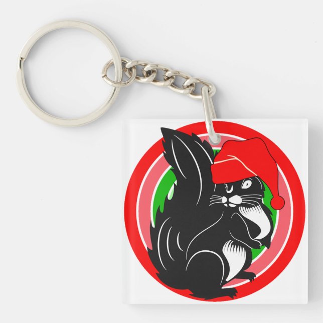 squirrel christmas gifts paper key ring (Front)