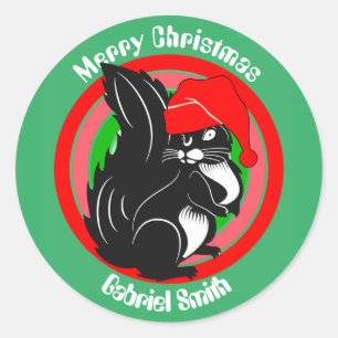 squirrel christmas gifts, personalised name classic round sticker