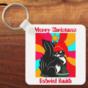 squirrel christmas gifts, personalised name key ring