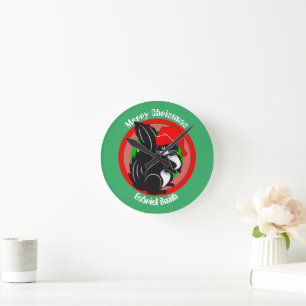 squirrel christmas gifts, personalised name  round clock